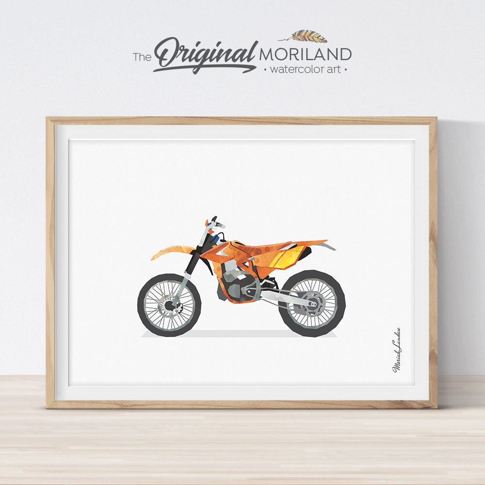 Orange Dirt Bike Wall Art for boys room decor