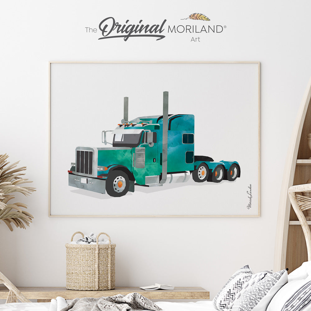 semi truck poster print for big boy room