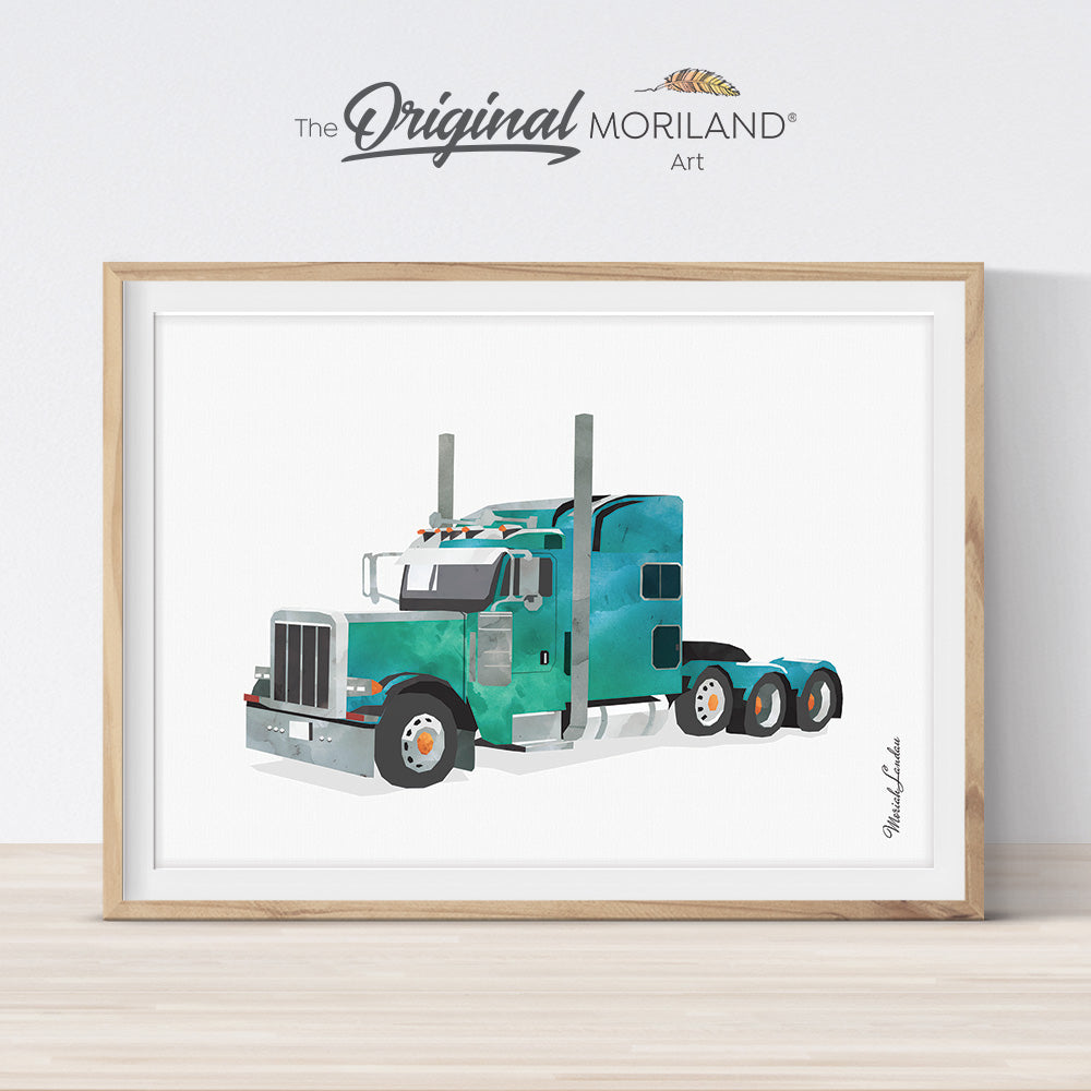 Green Semi Truck Print - Printable Art