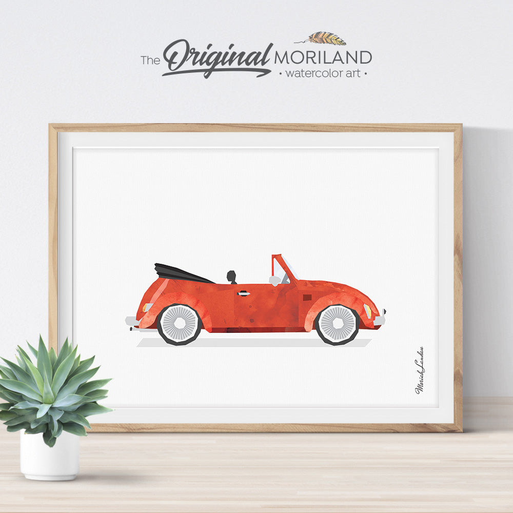 Classic Cabriolet Beetle Car Art for girls and boys room decor 