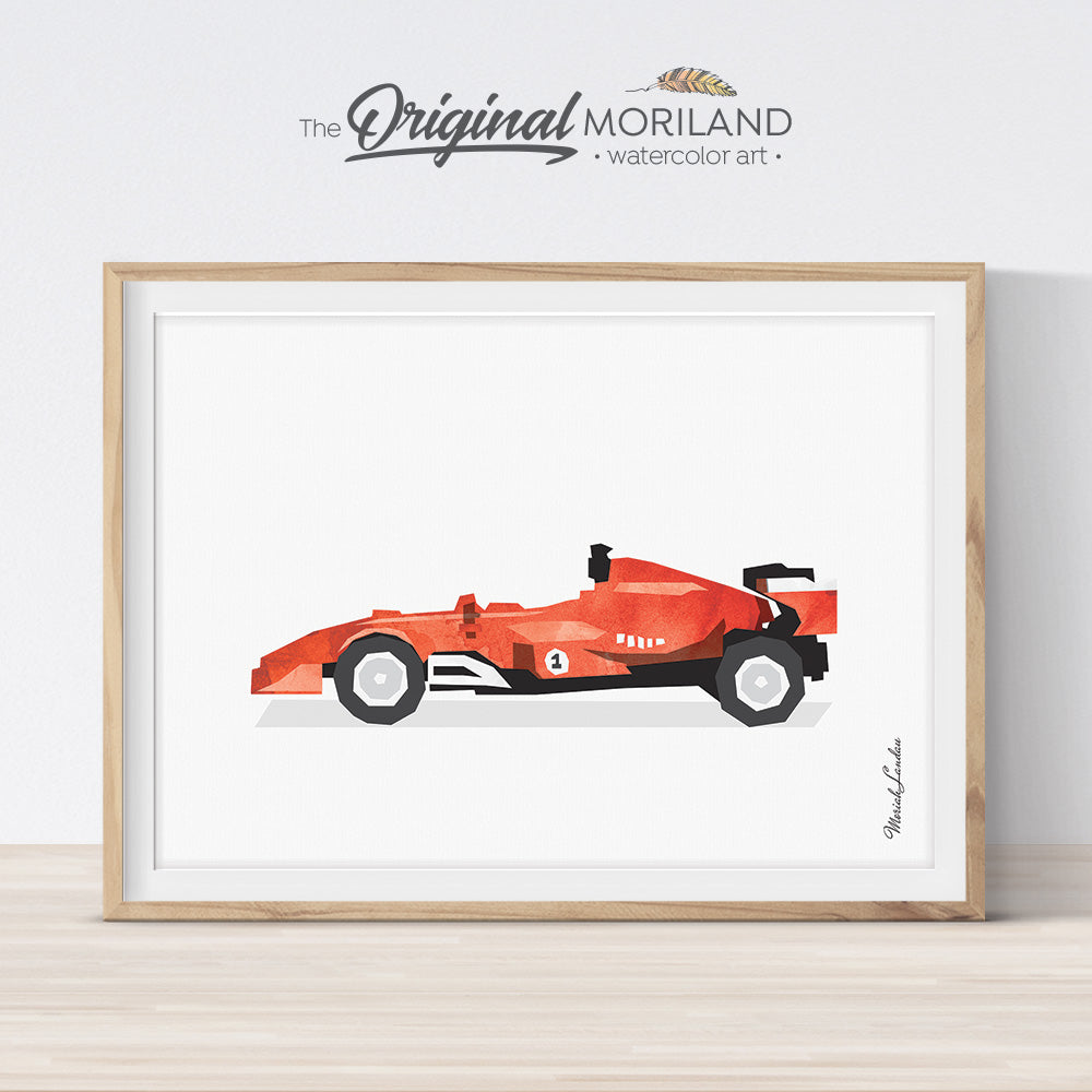 Red formula 1 Race Car Wall Art for Big Bog Room Decor