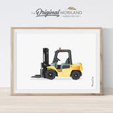 Forklift Construction Wall Art for Farm Theme Bedroom Decor