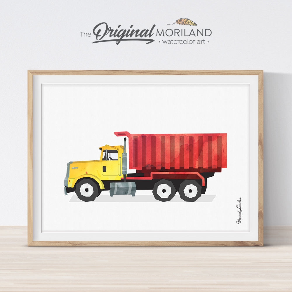 Dump Truck Wall Art Print, for Playroom and Boy Bedroom Decor
