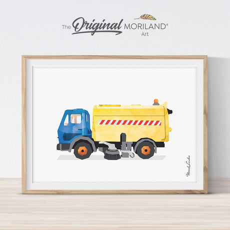 Street Sweeper Print, Cleaner Truck Decor, Trucks Art Prints, Automobile Kids Wall Decor, Transportation Prints, Nursery Printable