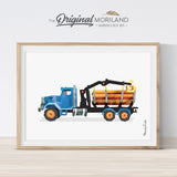 Timber Truck Wall Art print for boy bedroom decor