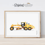 Grader watercolor wall art print for big boy room decor