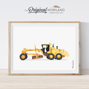 Grader watercolor wall art print for big boy room decor