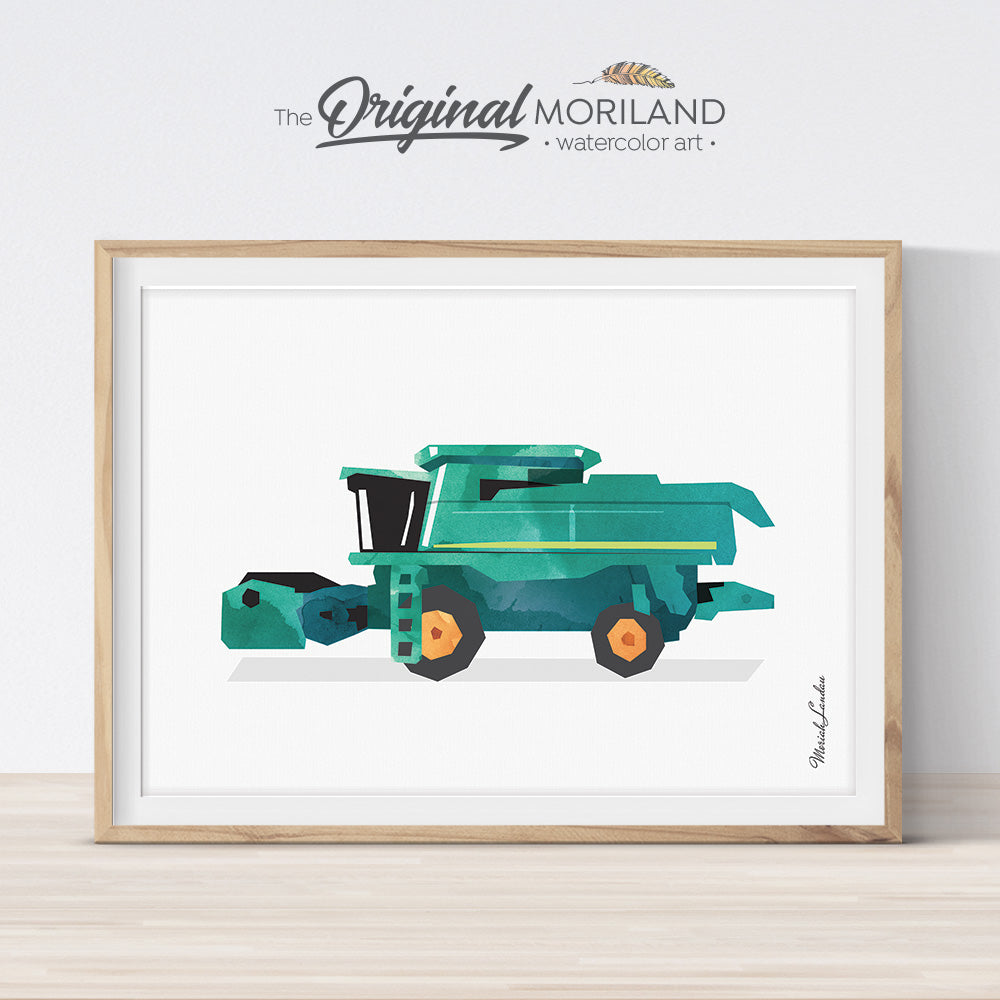 Combine Harvester Print, Transportation Wall Art, Tractor Combine, Tractor Birthday Party, Farmhouse Decor, Little Boy Room, Printable