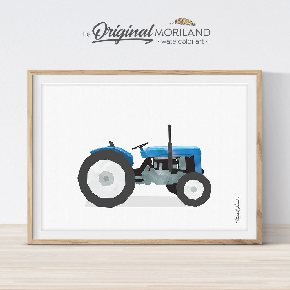 Blue Open Tractor Wall Art for Boy Farm Theme Bedroom Decor