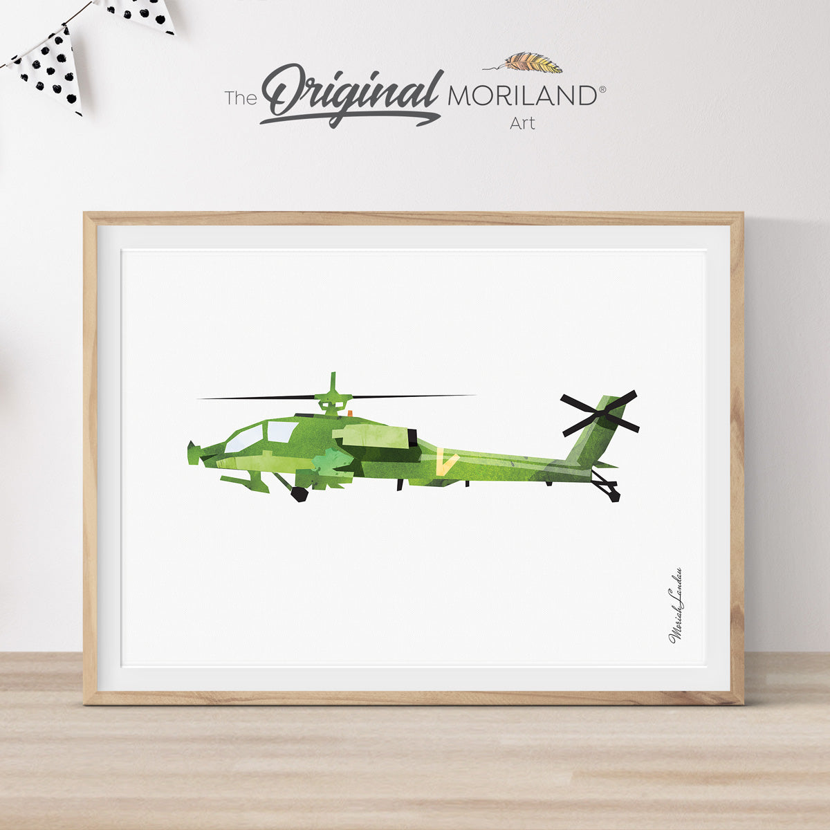 Green Attack Helicopter - Printable Art