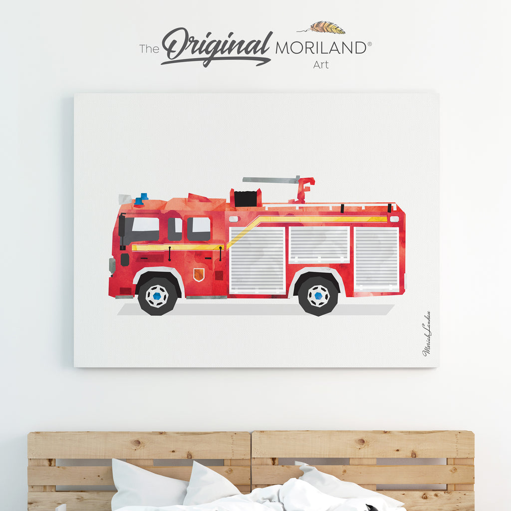 Fire Truck Engine Canvas Print for Boy Room Decor