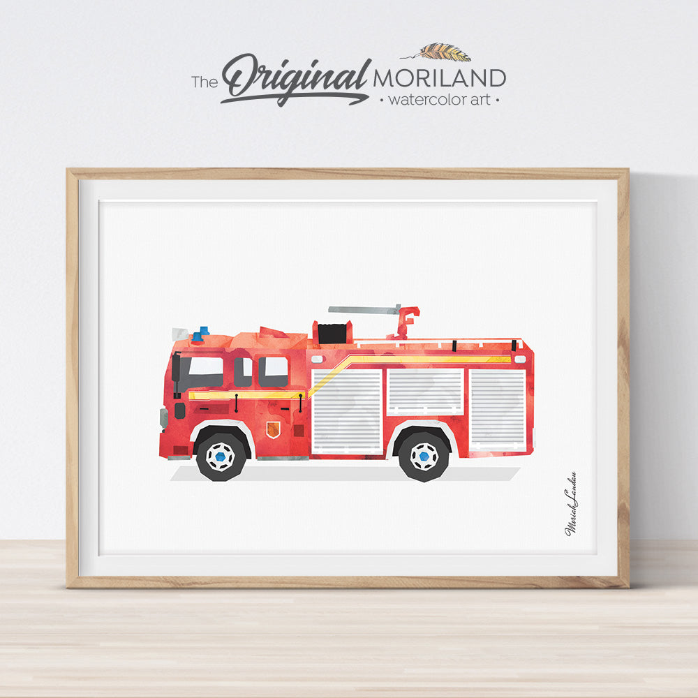 Watercolor transportation wall art print for boy bedroom decor by MORILAND