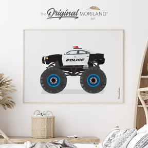 Police Monster Truck Fine Art Paper Print, SUV Print, Police Car Art, Car Print, Police Car Decor, Transportation Decor, Vehicle Print, Vehicle Art, Police Boy Bedroom Ideas, Automobile Art, Kid Room Decor, Classroom Wall Art, Kids Poster by MORILAND