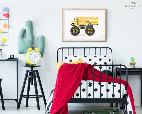 School Bus Monster Truck Print - Printable Art