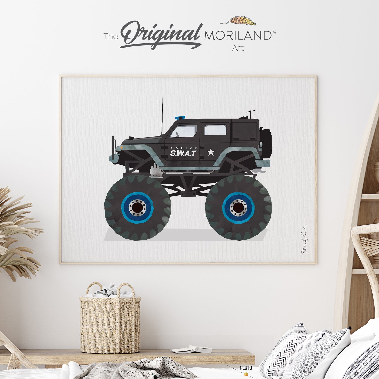 Police SWAT Monster Truck Fine Art Paper Print, SUV Print, Classic Car Art, Car Print, Car Decor, Transportation Decor, Vehicle Print, Vehicle Art, Classic Car Print, Automobile Art, Kid Room Decor, Classroom Wall Art, Kids Poster by MORILAND