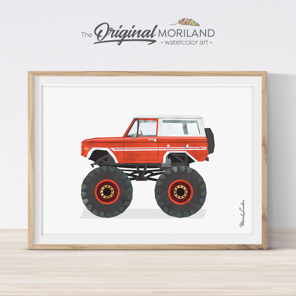 Bronco monster truck fun kids wall art