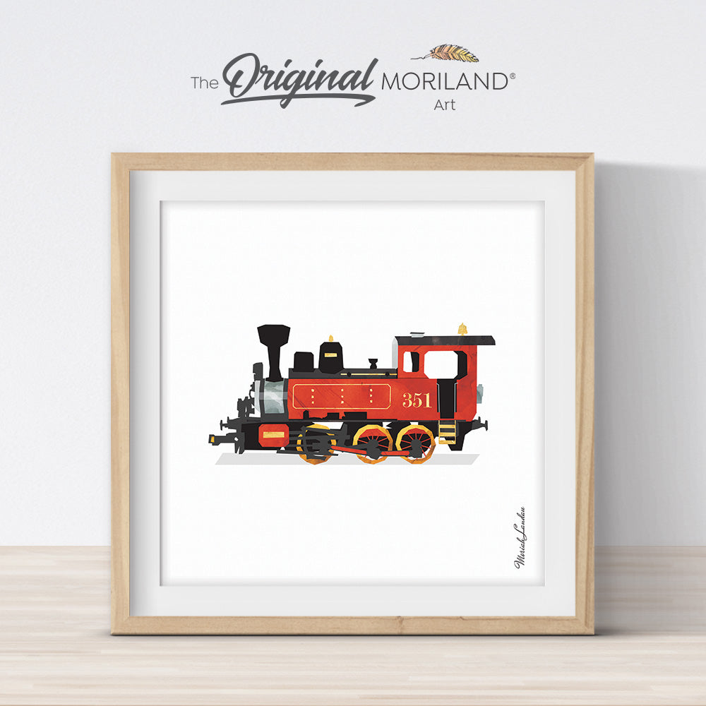 Red Steam Engine Print - Printable Art