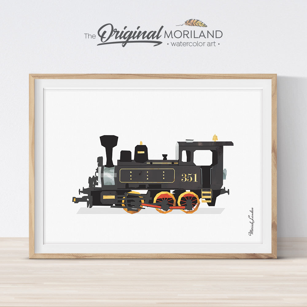 Steam Locomotive Print, Train Printable, Nursery Print, Transportation Decor, Playroom Prints, Train Decor, Steam Engine Wall Decor