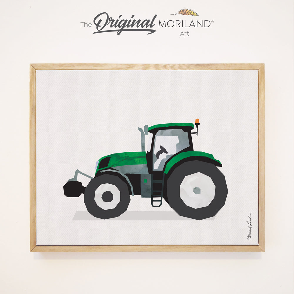 Green Tractor - Framed Canvas Print