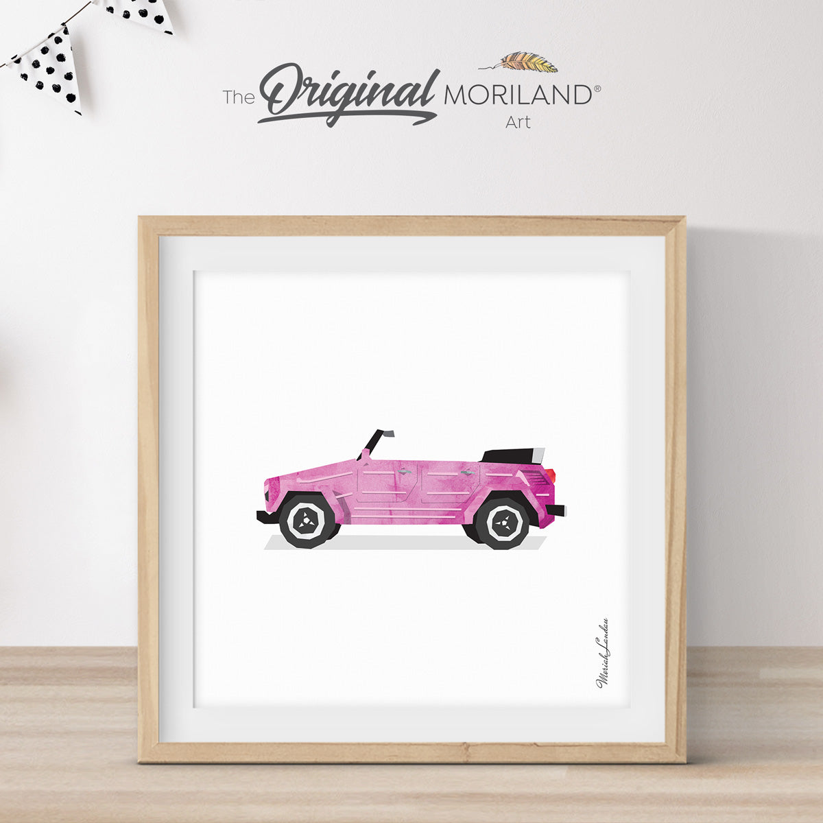 Pink Old Convertible Car Print - Printable Art