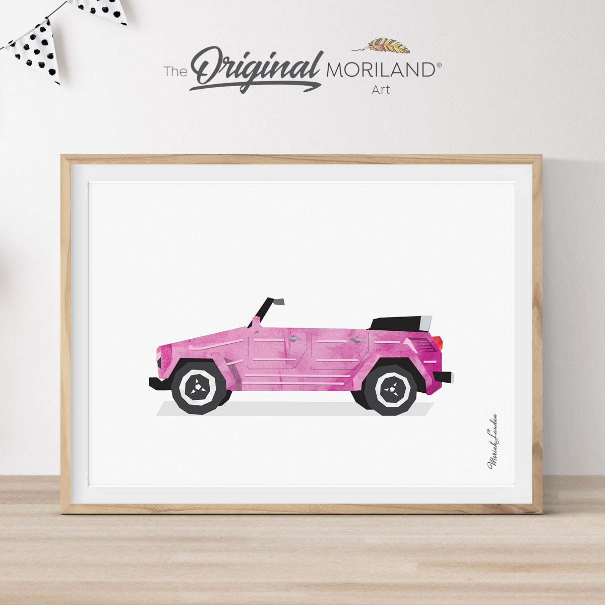 Pink Old Convertible Car Print - Printable Art