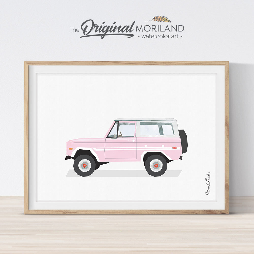 Pink Bronco Wall Art Print for Girl bedroom Decor