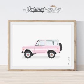 Pink Bronco Wall Art Print for Girl bedroom Decor