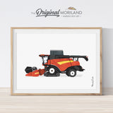 Red Combine Harvester Print - Printable Art for boy bedroom decor