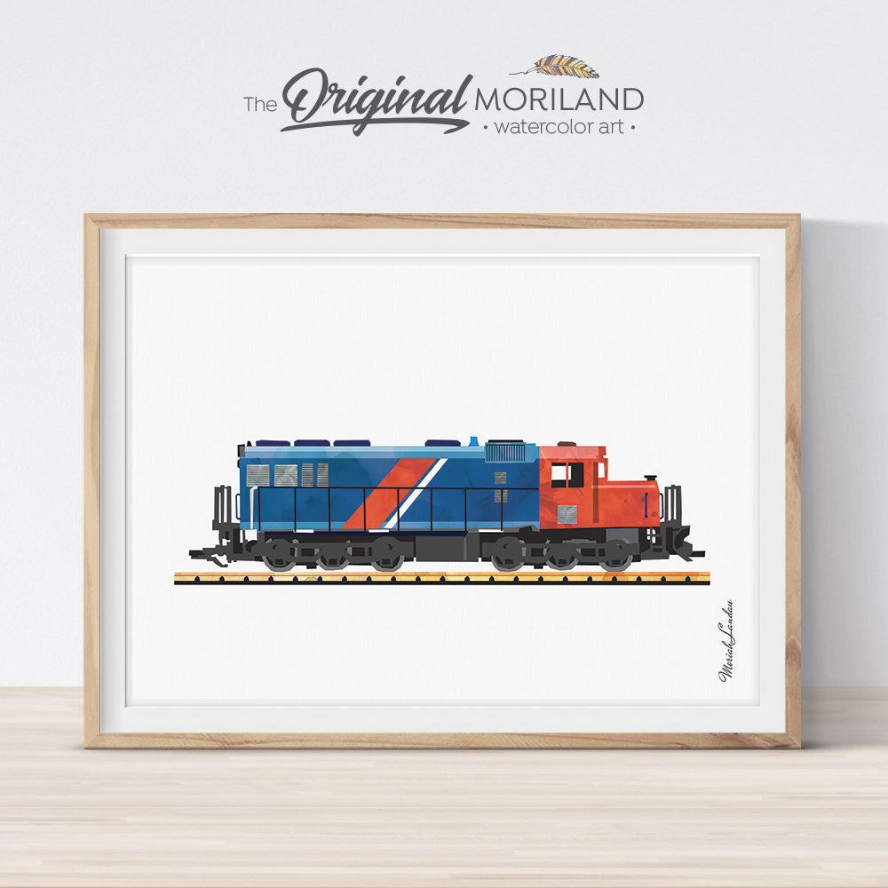 Diesel Locomotive Print, Train Printable, Transportation Decor, Train Nursery Print, Train Decor, Play Room Decor, Railway Wall Art Print