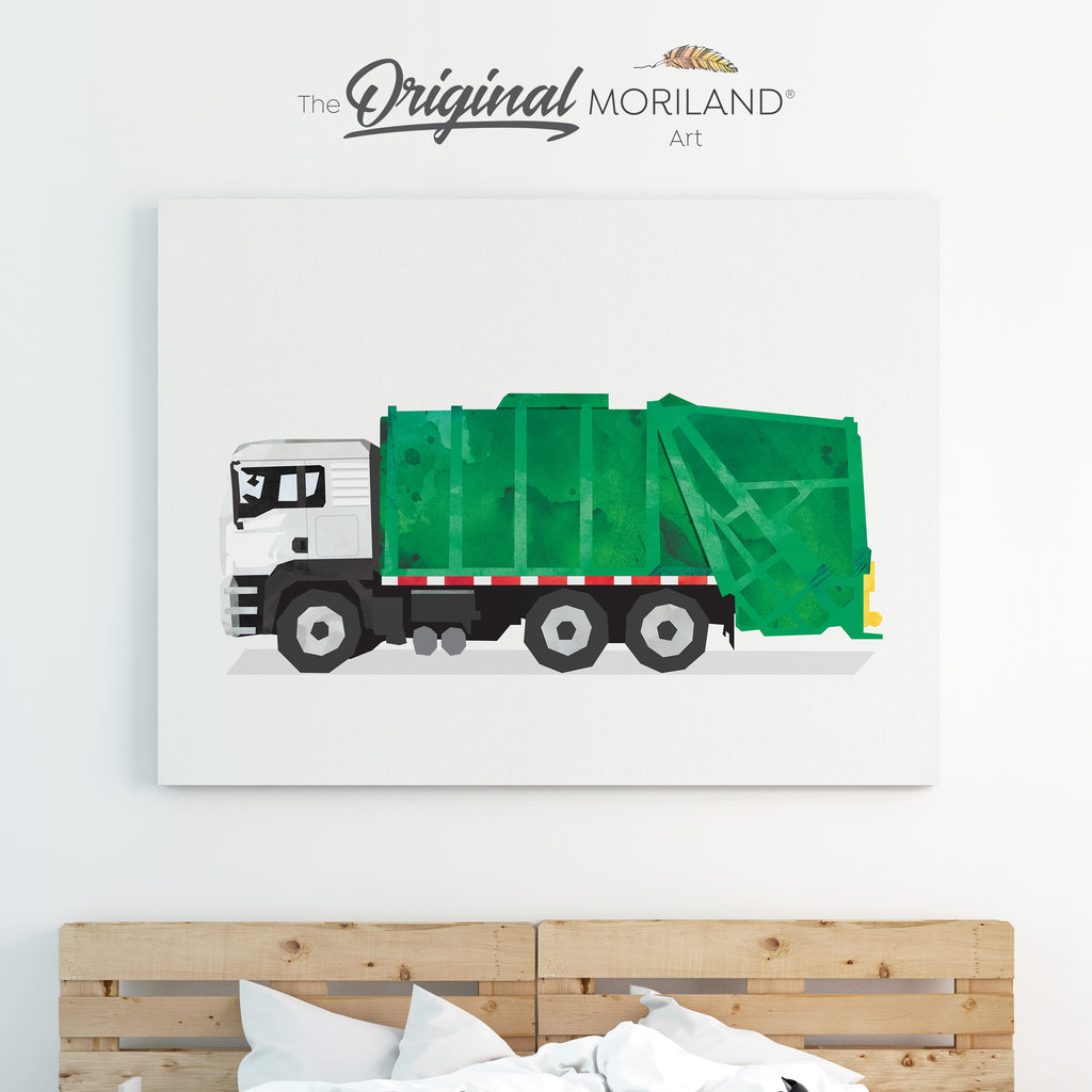 Garbage Truck Canvas Print for Boy Room Decor