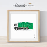 Green Garbage Truck Print - Printable Art