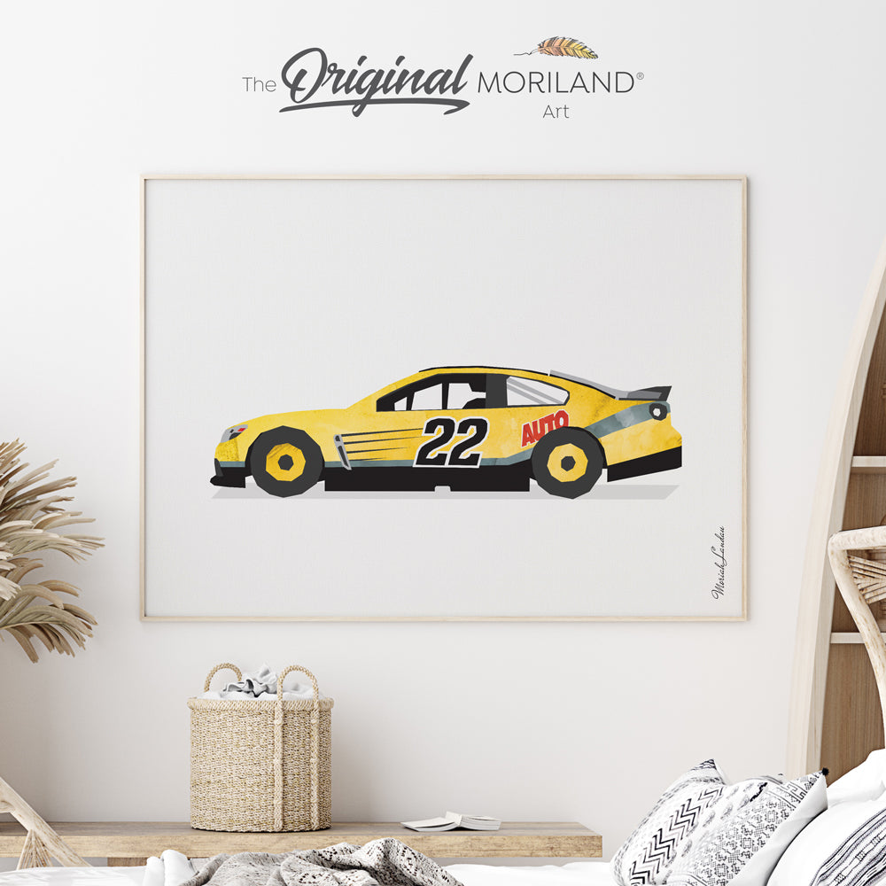 Yellow Racing Car Fine Art Paper Print