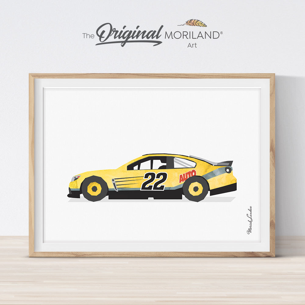 Race car art print for big boy bedroom makeover by MORILAND