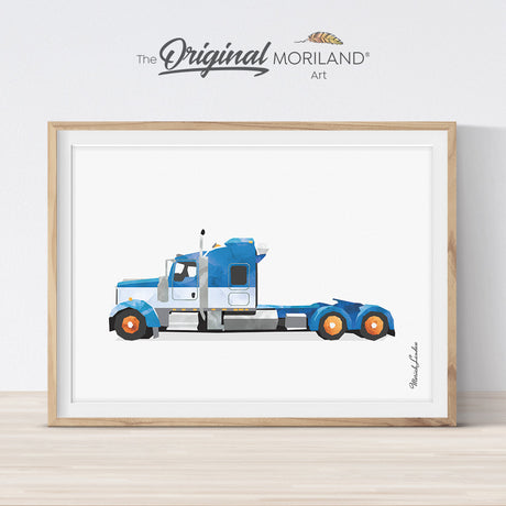 Semi Truck Print, Transportation Wall Art, Truck Printable, Vehicle Print, Boys Room Prints, Semi Truck Birthday, Truck Print, Kid Poster by MORILAND