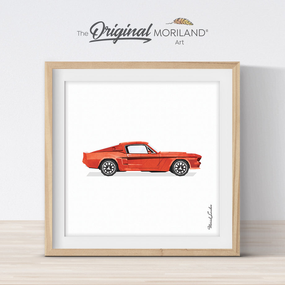 Wall Art Print Red Car Auto, Gifts & Merchandise