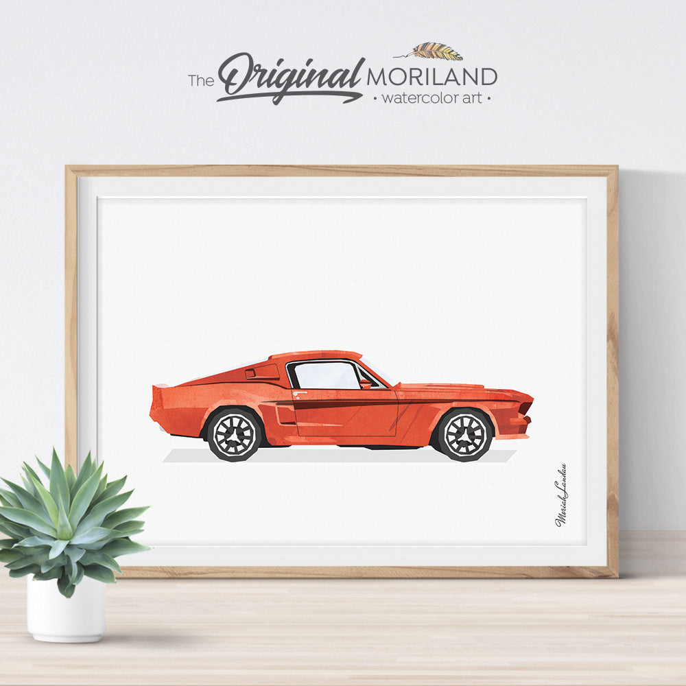 Ford Mustang Wall Art for Men's Office Decor and Boys Bedroom