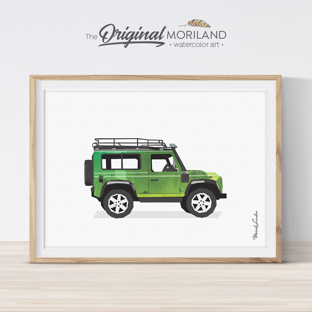Land Rover Print, Land Rover Wall Art, Transportation Decor, Vehicle Printable, Watercolor Decor, Nursery Decor, Automobile Wall Art