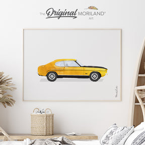 Classic Yellow Coupe Car Fine Art Paper Print, Car Print, Classic Car Art, Vehicle Print, Car Printable Art, Boys Room Decor, Boy Nursery Decor, Transportation Wall Art, Men's Office Decor, Kids Poster by MORILAND