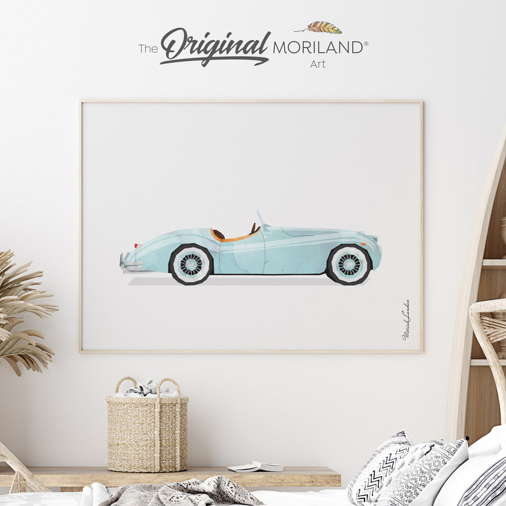 Classic Convertible Car Fine Art Paper Print, Luxury Car Print, Classic Car Art, Vehicle Print, Car Printable Art, Boys Room Decor, Boy Nursery Decor, Transportation Wall Art, Convertible, Men's Office Decor, Kids Poster by MORILAND