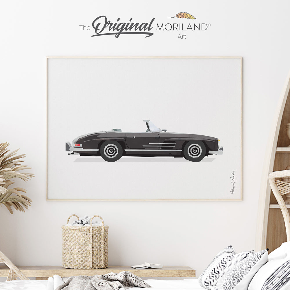 Classic Black Convertible Car Fine Art Paper Print