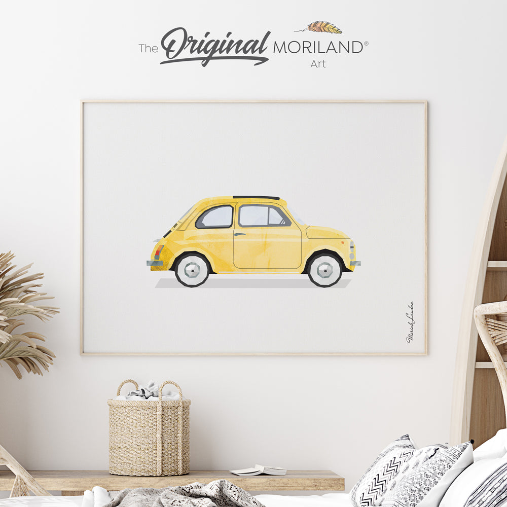 Yellow City Car Fine Art Paper Print