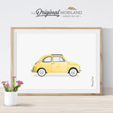 Fiat 500 watercolor Wall Art print for kids room decor