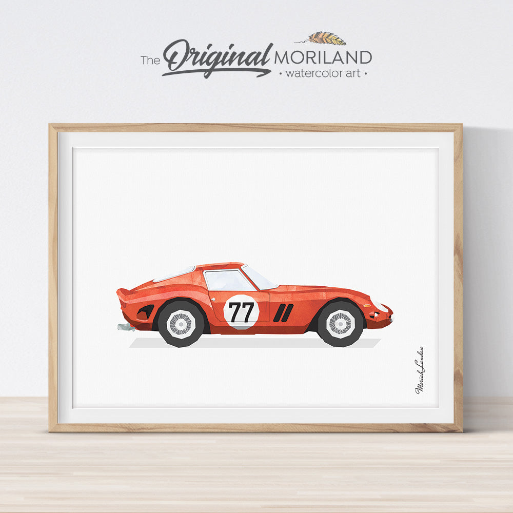 Classic Ferrari wall art print for boy room decor