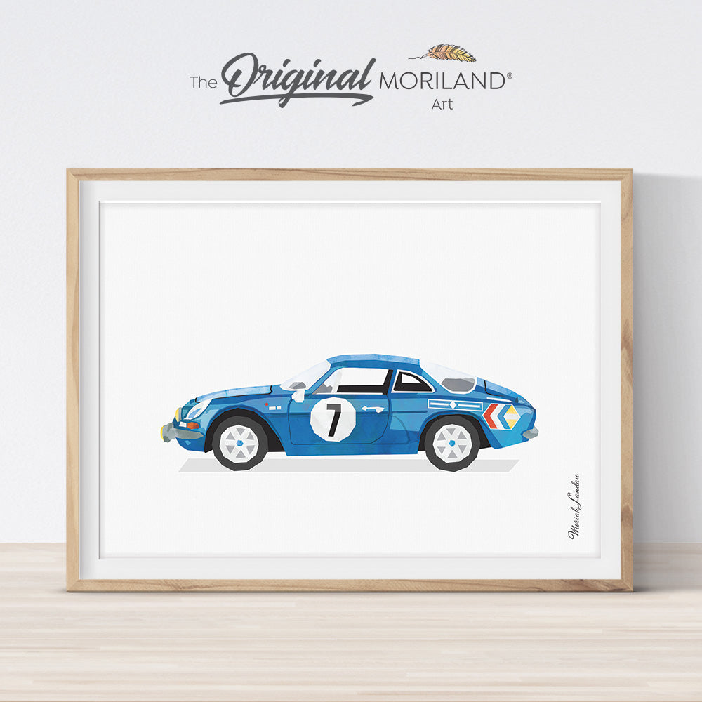 Blue Racing Car Print - Printable Art