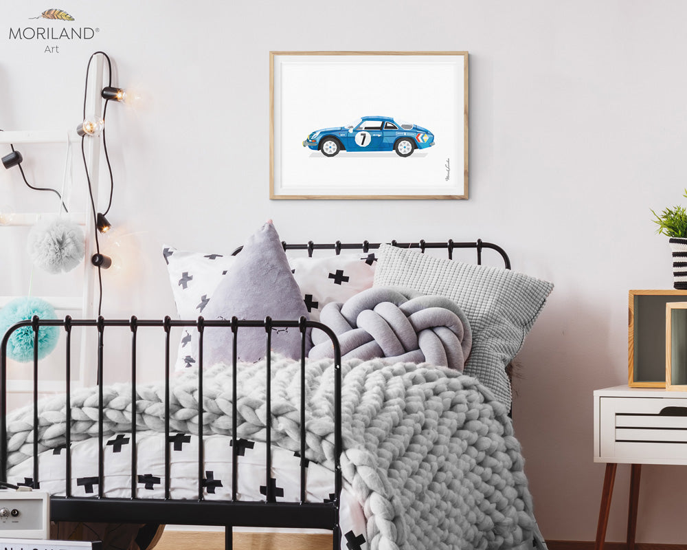 Blue Racing Car Print - Printable Art
