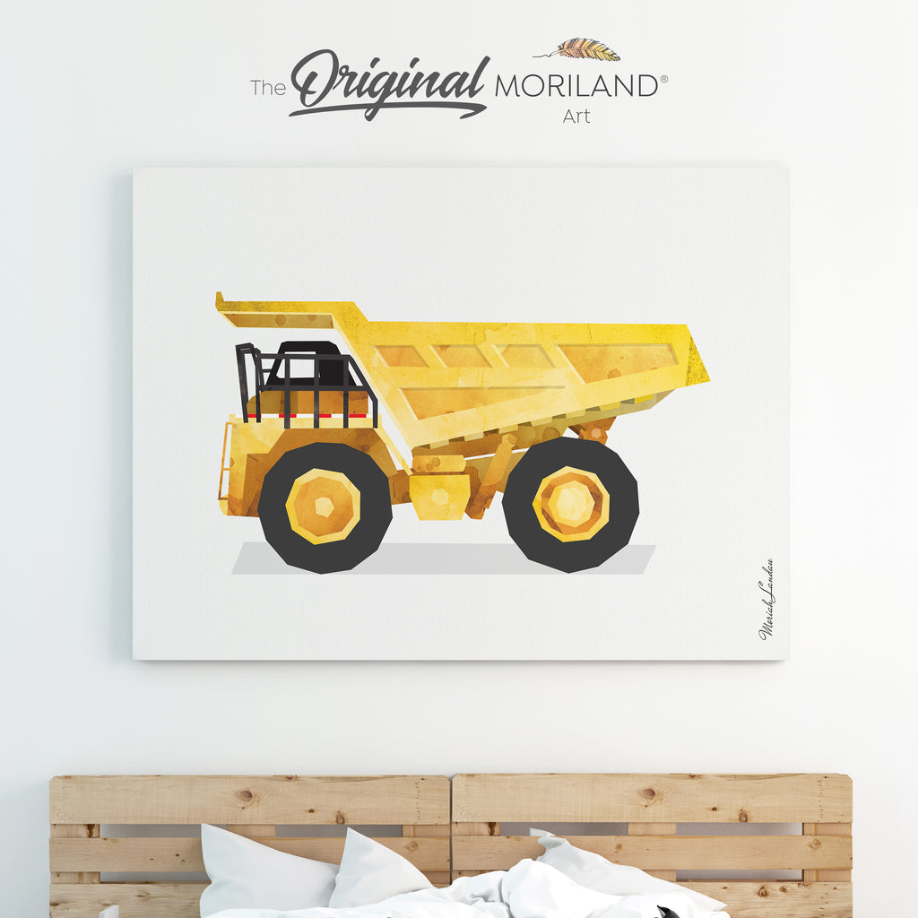 Dump Truck Construction Canvas Print for Boy Room Decor