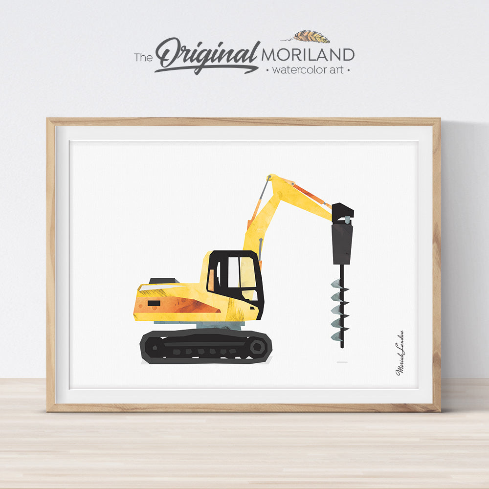 Drill Truck Construction Vehicle Wall Art for Boys Room Decor