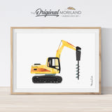 Drill Truck Construction Vehicle Wall Art for Boys Room Decor