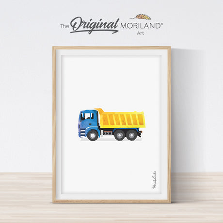 dump truck watercolor wall art print for construction bedroom decor