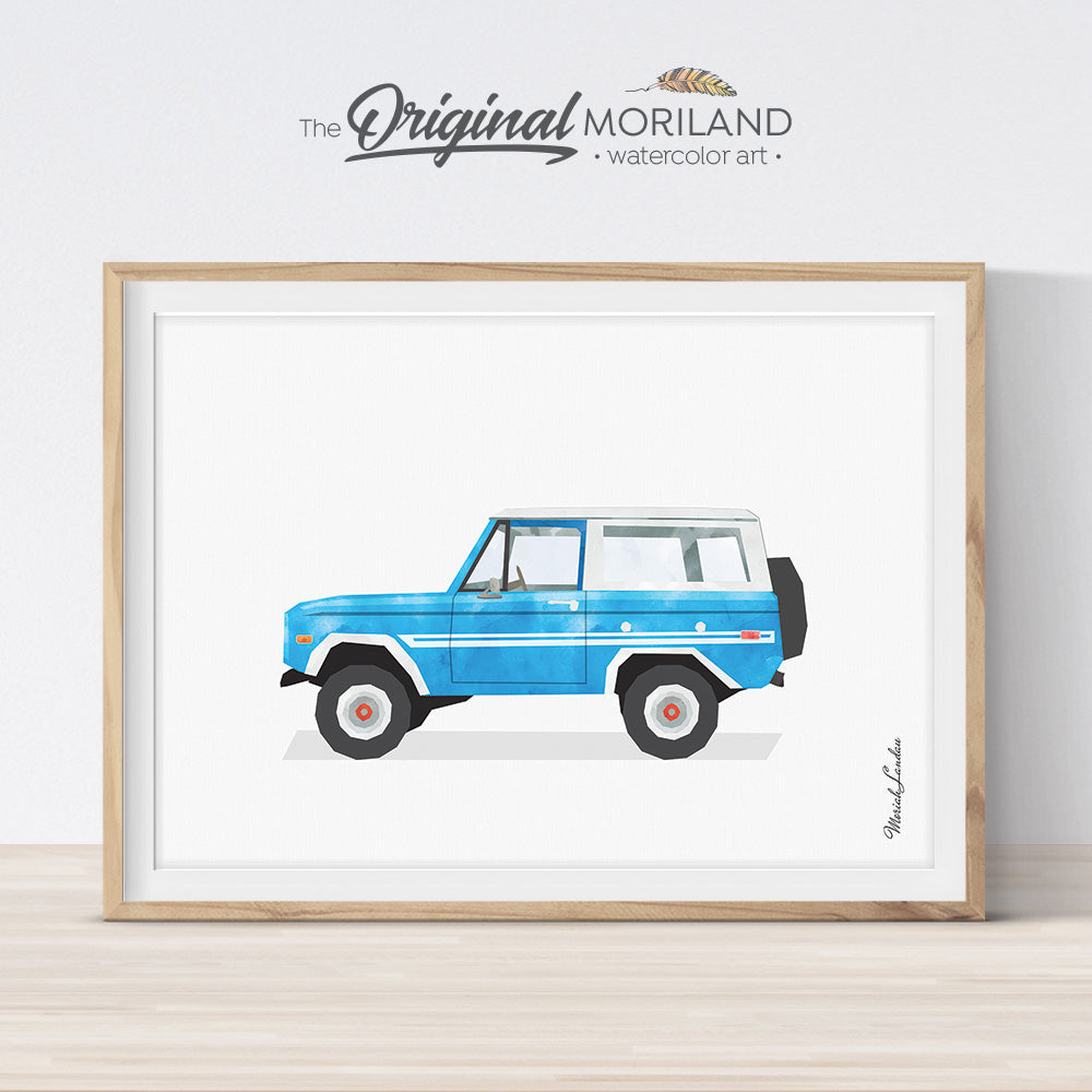 bronco SUV wall art print for boy room decor